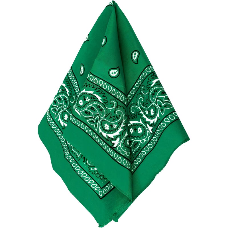 Amscan Classic Green Paisley Bandana - 20" x 20" (1 Count) - Perfect for Outdoor Activities, Fashion Accessory, and DIY Projects - Image 1